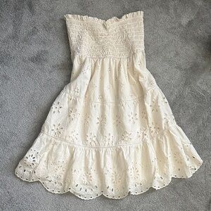 American Eagle Outfitters Cream Eyelet Dress
